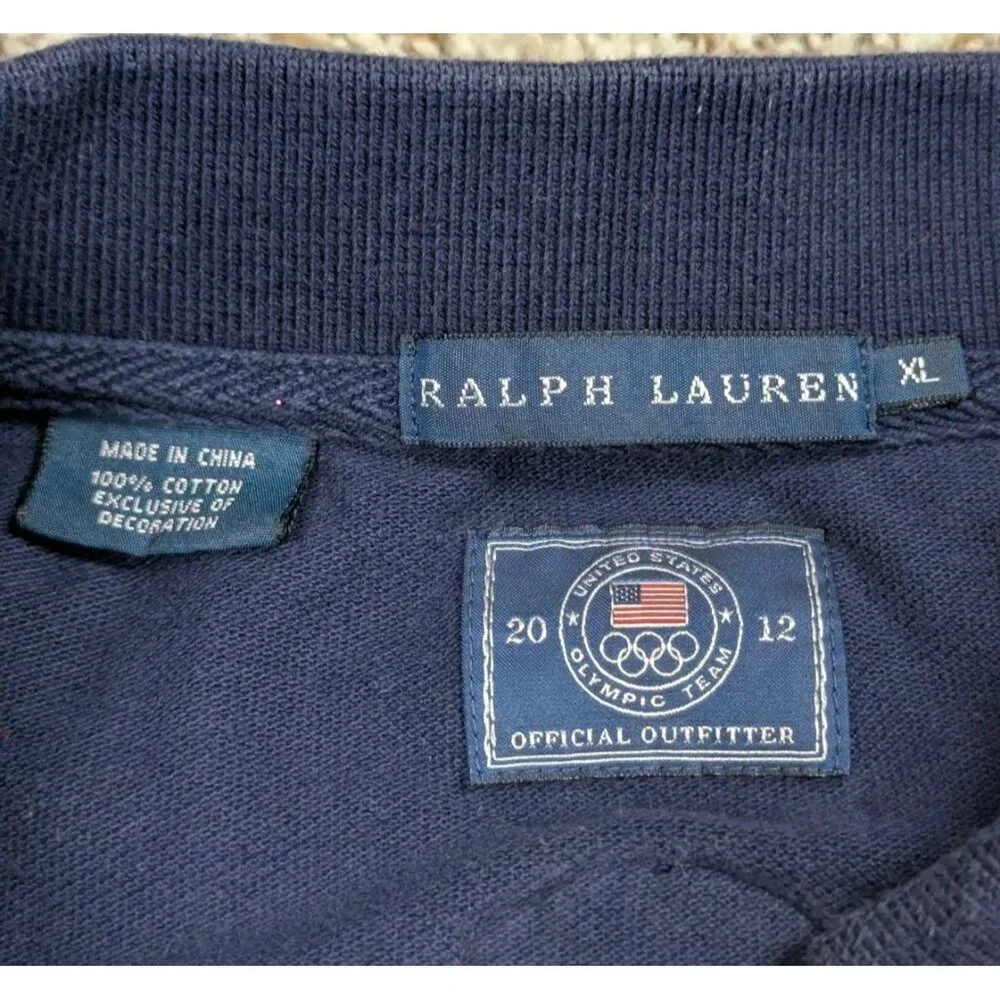 Ralph Lauren Polo Shirt Women's XL Navy USA Olympics Team 2012 Stone #12